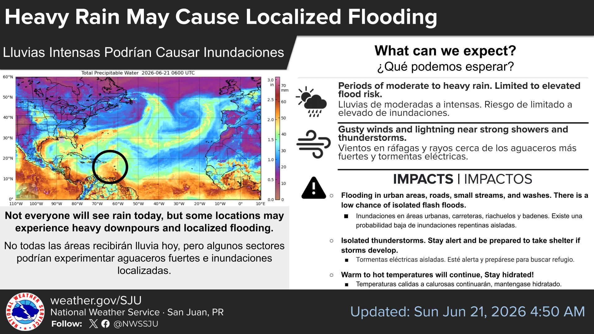Posibles inundaciones localizadas